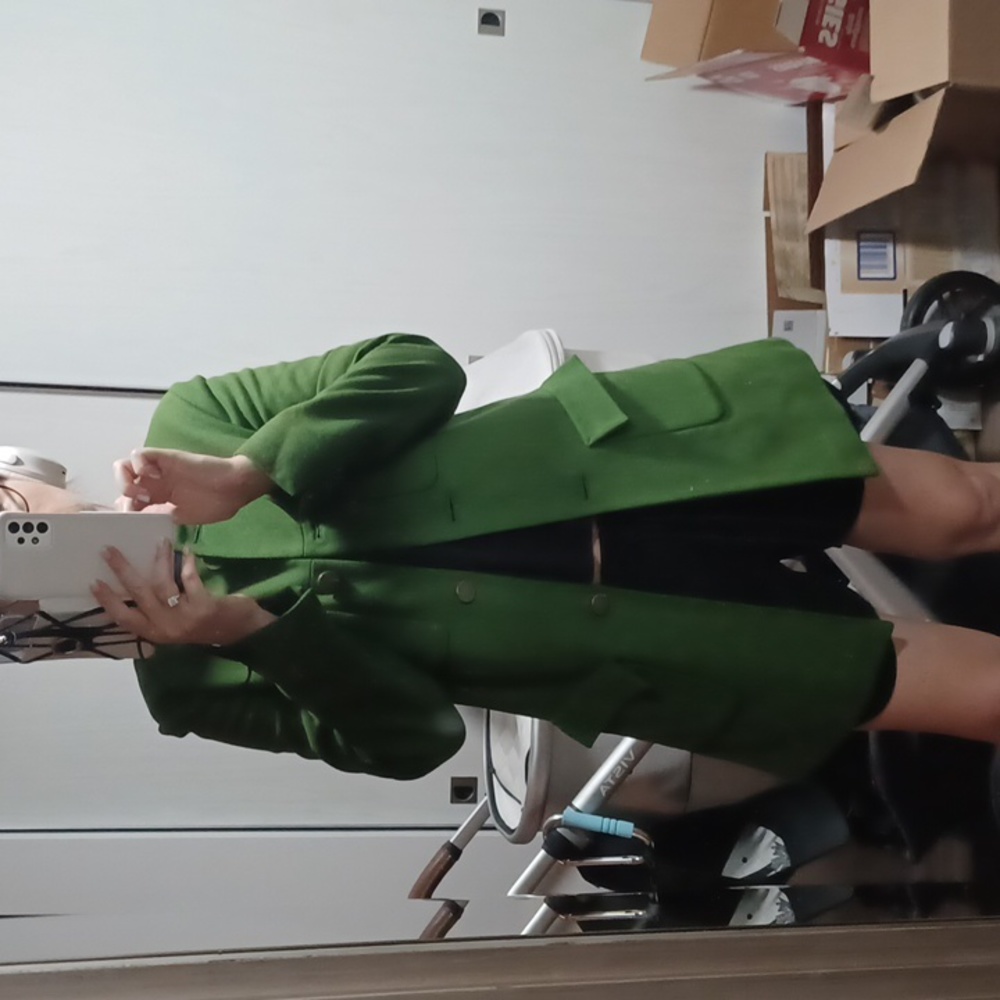 Wool green coat jacket - Picture 6 of 7